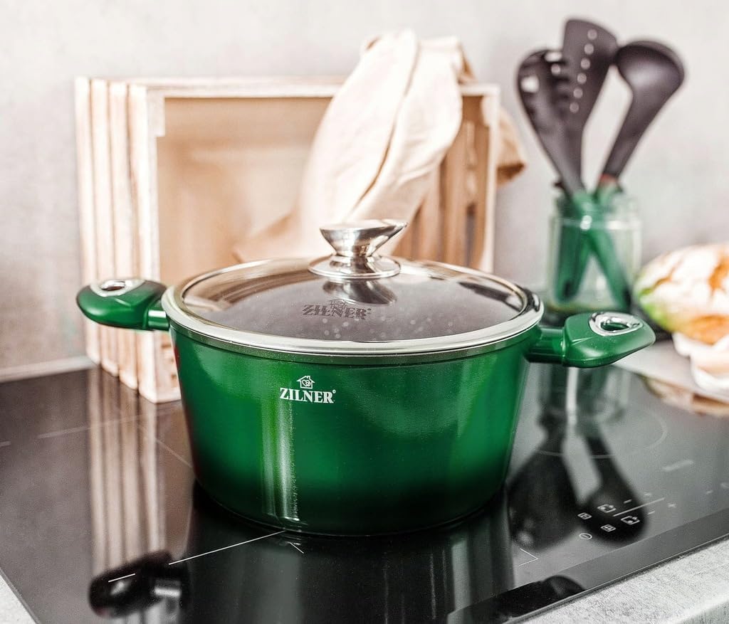 Töpfe und Pfannen Set - Topfset 15-teilig - Marmorbeschichtung und Keramikbeschichtung - mit Glasdec