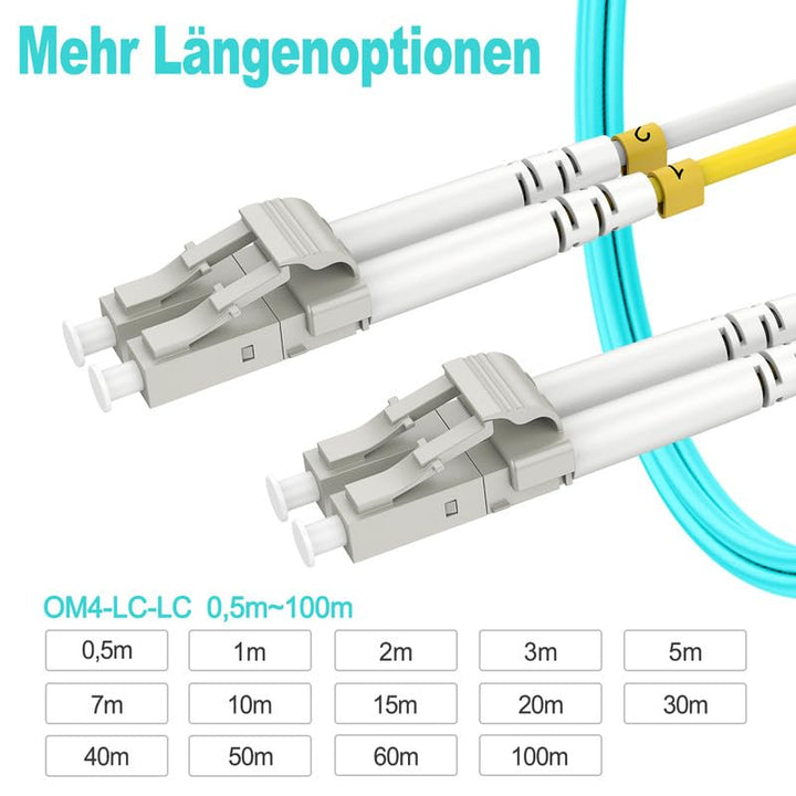 RamboCables LWL Patch-Kabel OM4-60 m LC auf LC Glasfaser-Kabel -LWL Patch-Kabel OM4 Multimode Duplex