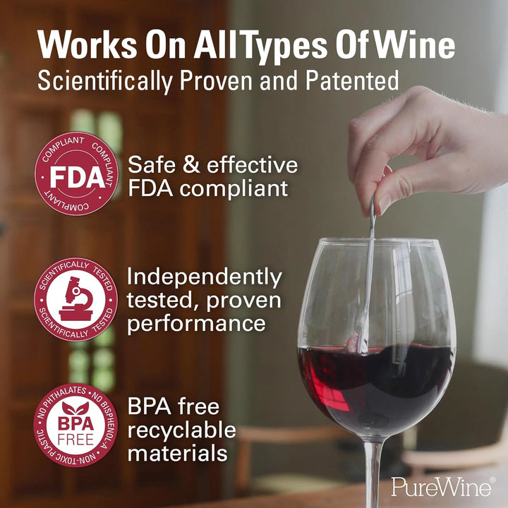 PureWine Weinfilter „The Wand“ mit Weinglas-Anhänger | Entfernt Histamine &amp; Sulfite – weniger Kopfsc