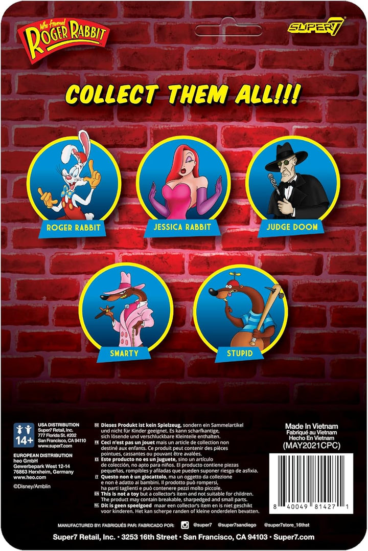 Super 7 Judge Doom Who Gerahmte Roger Rabbit Reaction Figur Retro-blisterkarte, Retro-blisterkarte