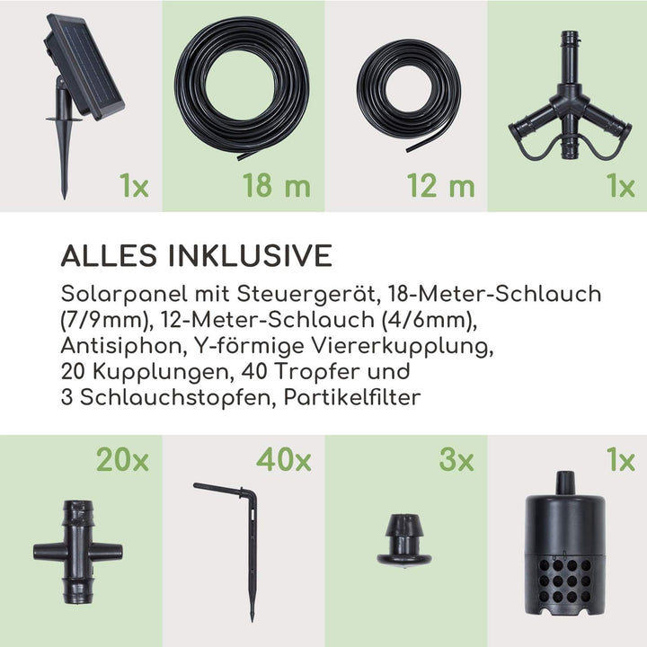 blumfeldt Greenkeeper Solar Bewässerungssystem, inkl. Solarpanel, Batterie: 1.500 mAh, umweltfreundl