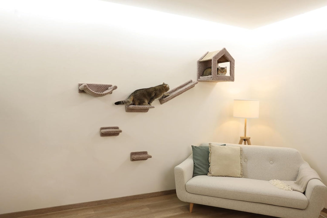 Kerbl Pet Kletterwand Monte Baldo, Wandkratzbaum, taupe, max. Belastbarkeit 10kg, 6-teilig, platzspa