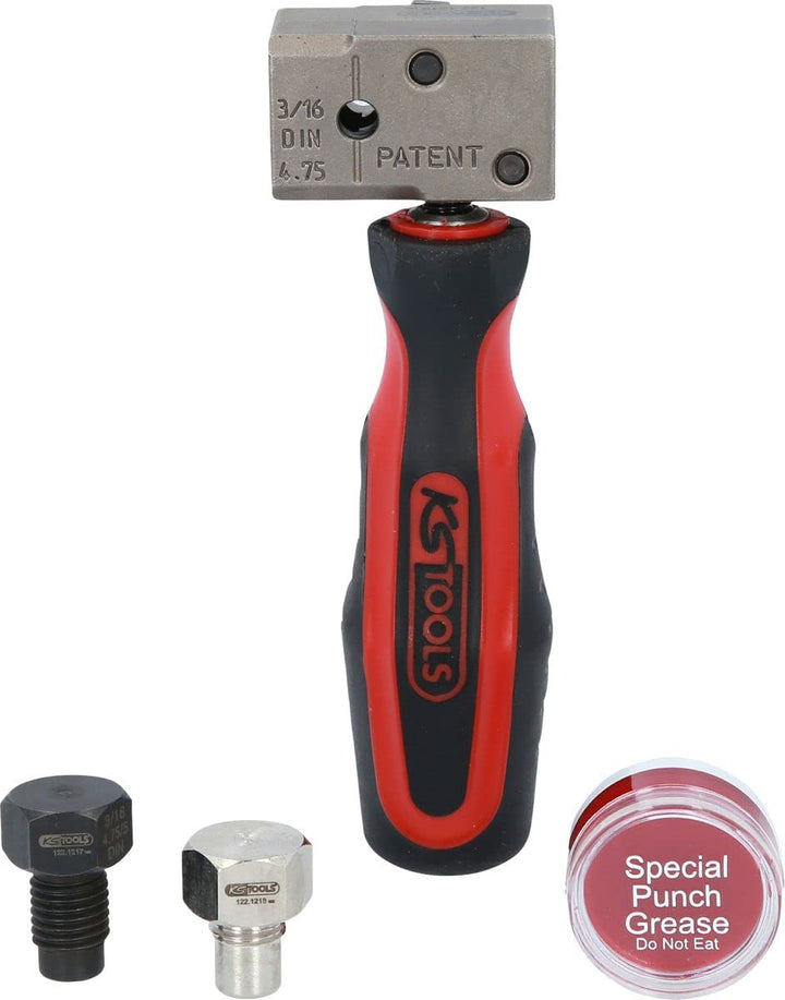 KS Tools 122.1215 FLAREFIXeco 4,75 mm Universal-Bremsleitungs-Bördelgerät-Satz, 4-tlg Single, Single