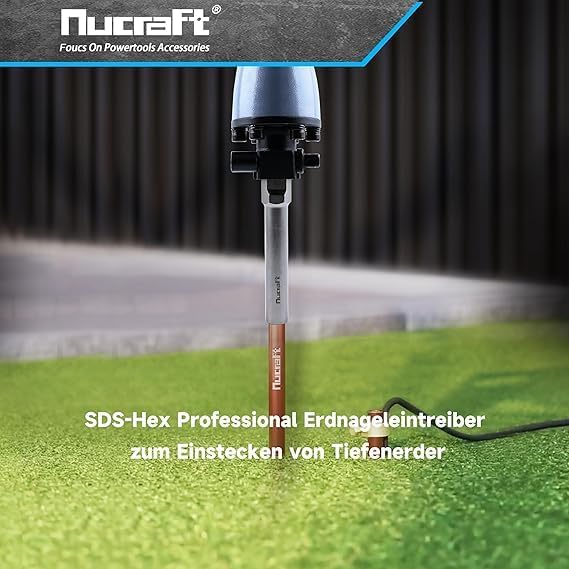 Nucraft SDS-HEX Professional Erdnageleintreiber zum Einstecken von Tiefenerder Erder Erdung Staberde
