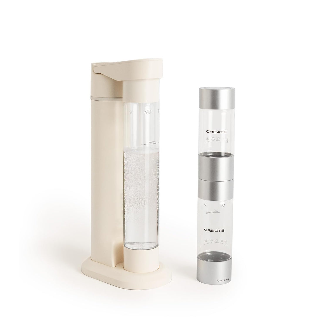 CREATE/SODA MAKER STUDIO/Wassersprudler 1L Sand + Doppelflasche 500ml + 350ml / Keine CO2-Flaschen e