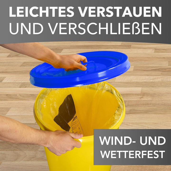 Mülleimer 60l mit geruchsdichtem Deckel (Blau), Gelber Sack Ständer, Made in Germany, Müllsackstände