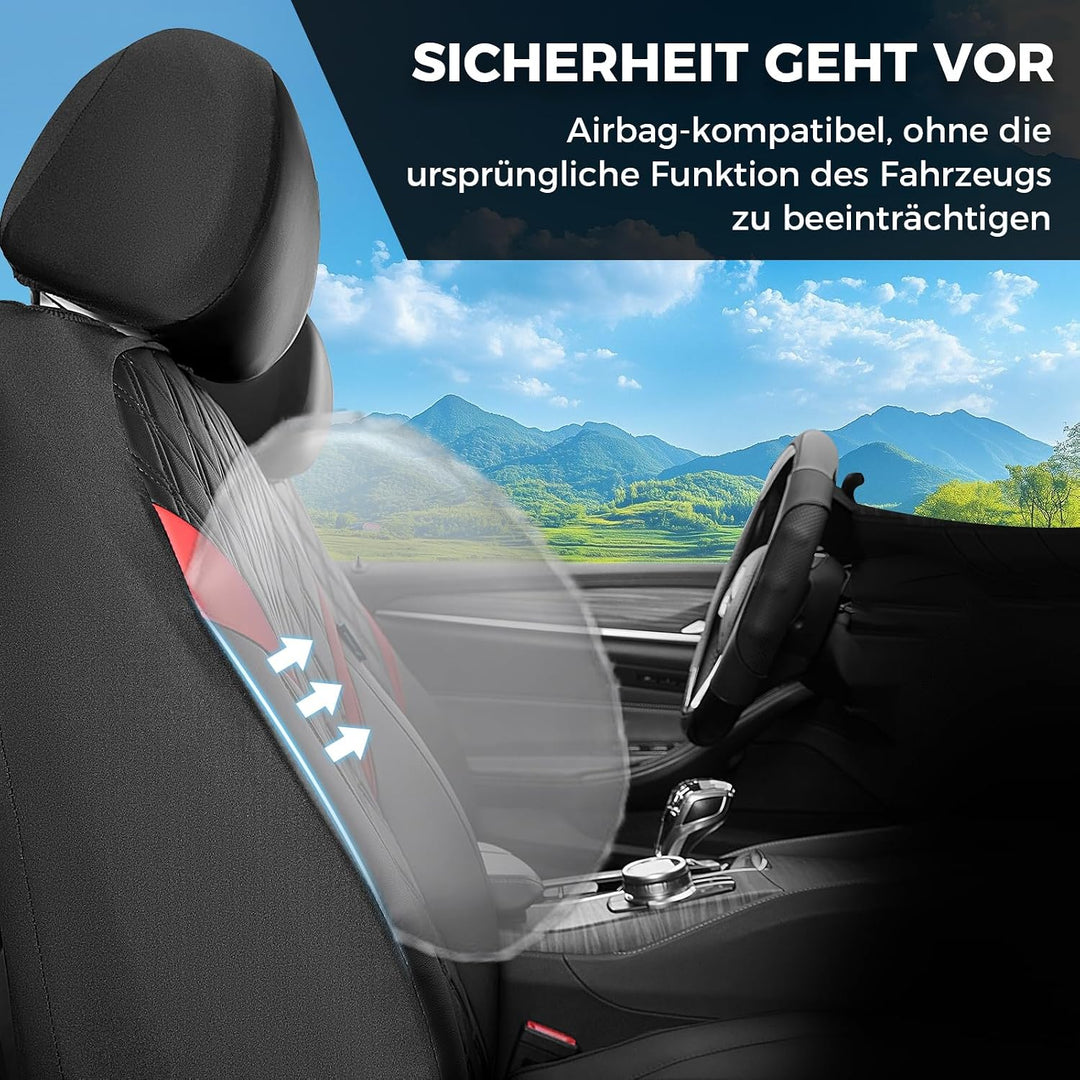 FLORICH Autositzbezüge Komplettset Vordersitze, Atmungsaktive PU Leder Sitzbezüge, Wasserdichter Aut