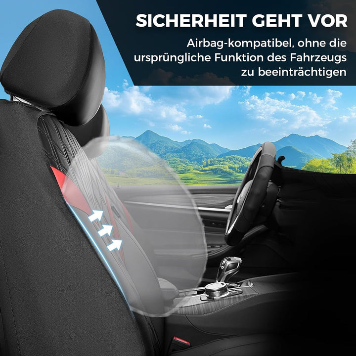 FLORICH Autositzbezüge Komplettset Vordersitze, Atmungsaktive PU Leder Sitzbezüge, Wasserdichter Aut