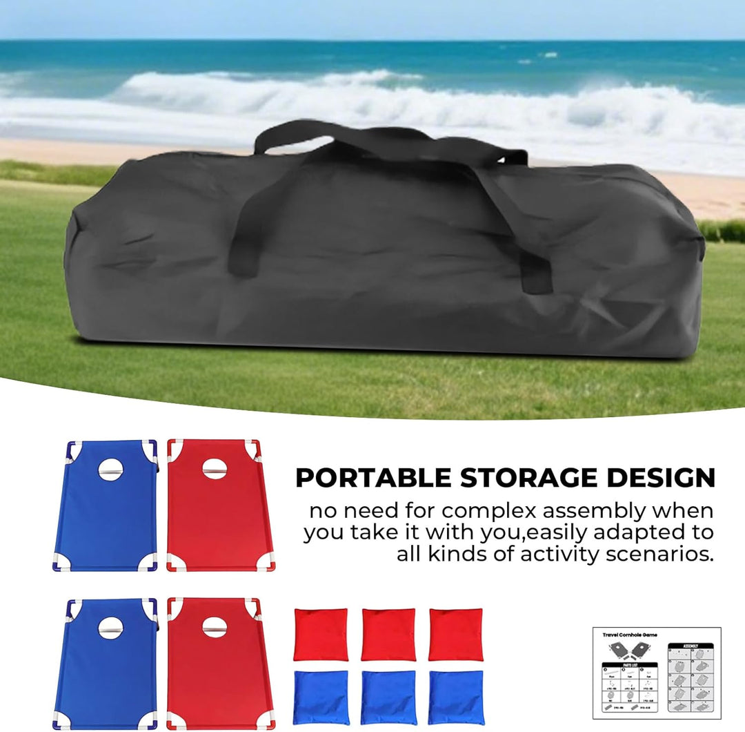 Cornhole Board Set, Portable Bag Toss Game for Kids and Adults, 56 x 50 cm Folding Boards with 6 Bea
