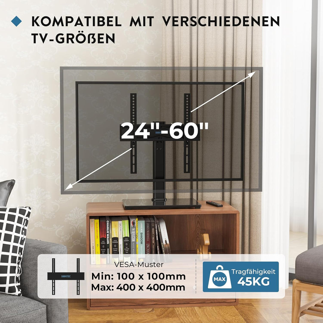 BONTEC TV Standfuss TV Ständer Schwenkbar für 26-55 Zoll LCD LED OLED Plasma Flach & Curved Fernsehe