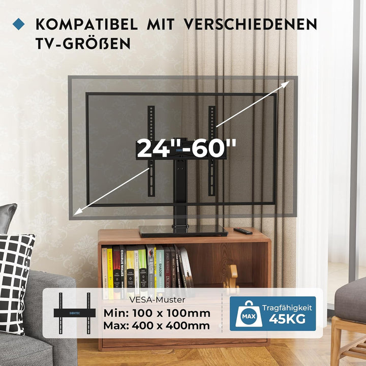 BONTEC TV Standfuss TV Ständer Schwenkbar für 26-55 Zoll LCD LED OLED Plasma Flach & Curved Fernsehe