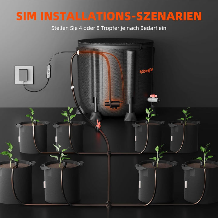 Spider Farmer Automatische Bewässerungssystem Indoor mit 50-Liter Eimer, 25-Watt Wasserpumpe und Nie
