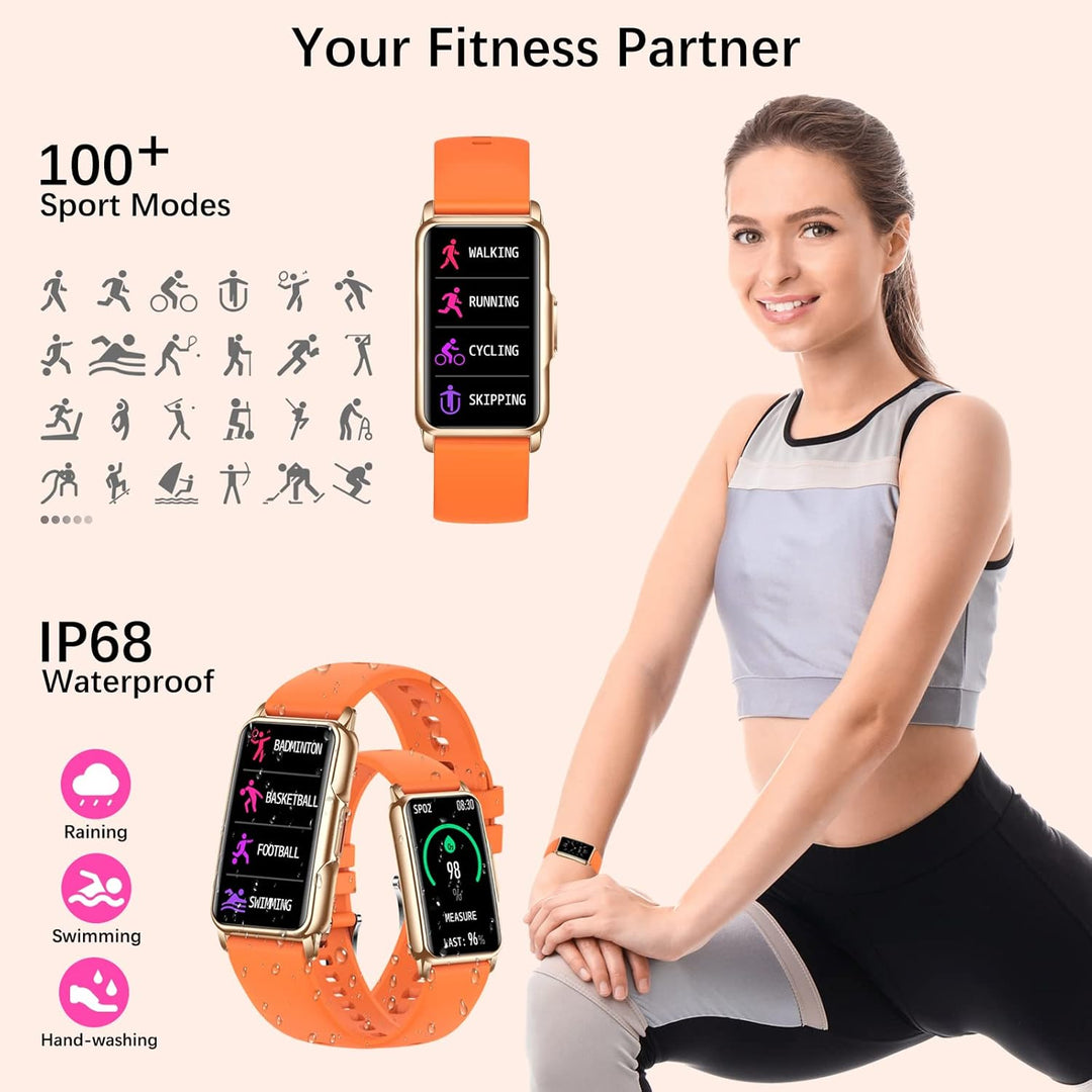 Smartwatch Damen, Schrittzähler Uhr IP68 Wasserdicht Fitness Tracker mit 123 Sportmodi, Fitnessuhr D