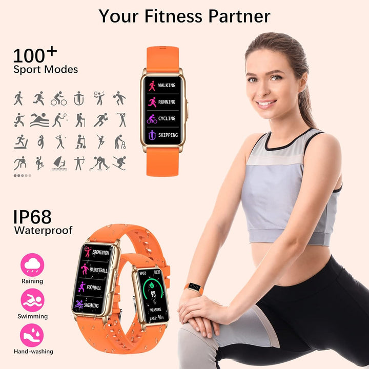 Smartwatch Damen, Schrittzähler Uhr IP68 Wasserdicht Fitness Tracker mit 123 Sportmodi, Fitnessuhr D