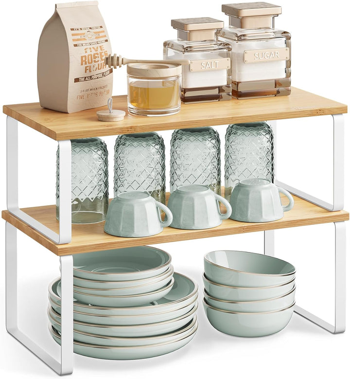 SONGMICS Gewürzregal, 2er Set Küchen-Organizer, Küchenregal, Schrank-Organizer Küche, erweiterbar, k