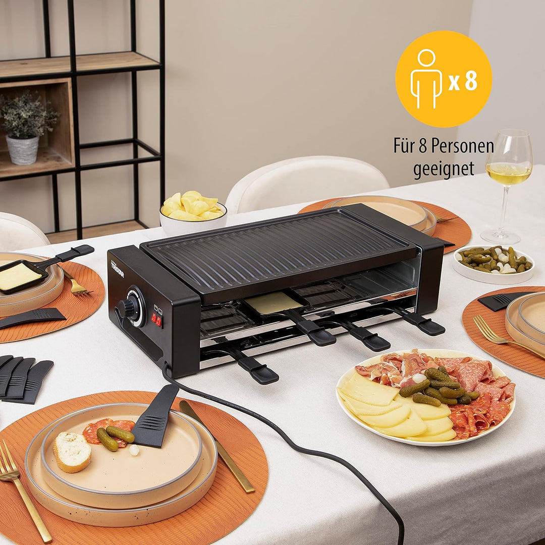 Tristar RA-2736 Multifunktionales Raclette- und Pizzagerät Einstellbarer Thermostat mit doppeltem He