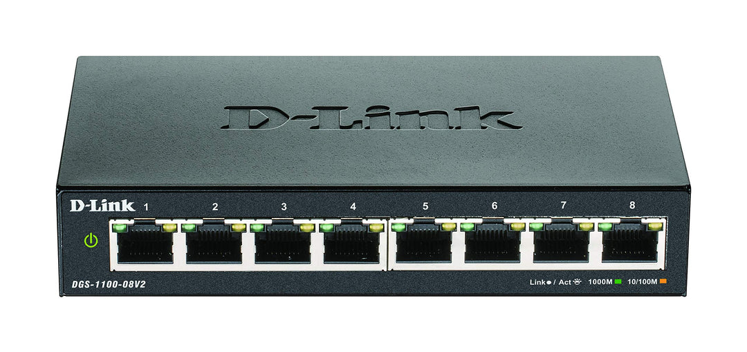 D-Link DGS-1100-08V2, 8-Port Layer 2 smart managed Gigabit Switch, (8 x 10/100/1000 Mbit/s BaseT Por
