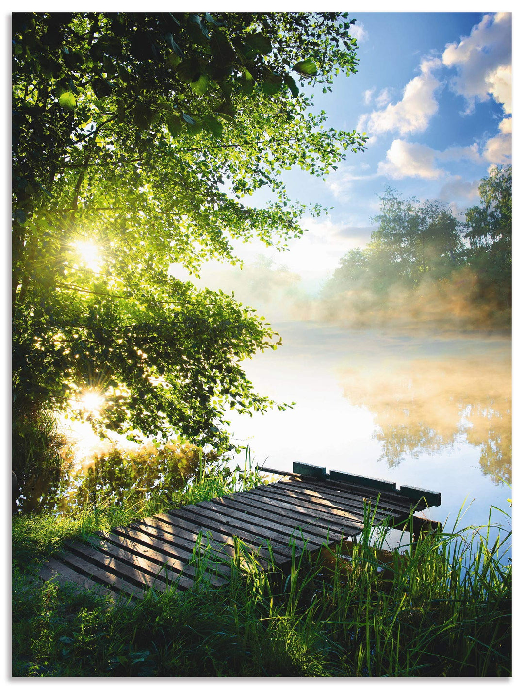 ARTland Wandbild Alu Verbundplatte für Innen & Outdoor Bild 45x60 cm Natur Landschaft Wald Baum See