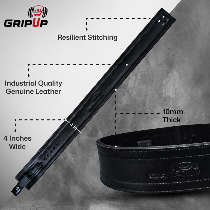 Powerlifting Gürtel 10mm Echtleder mit Hebelschnalle – 4” Gewichthebergürtel für Squats, Kreuzheben