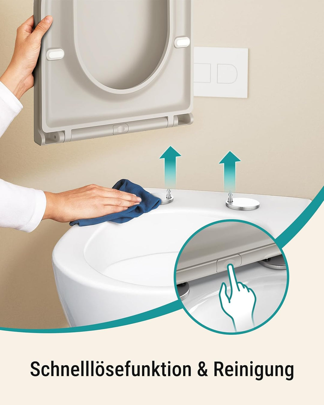 HySail Hochwertiger Toilettendeckel mit Absenkautomatik, Schnellverschluss und Hygienischer Oberfläc