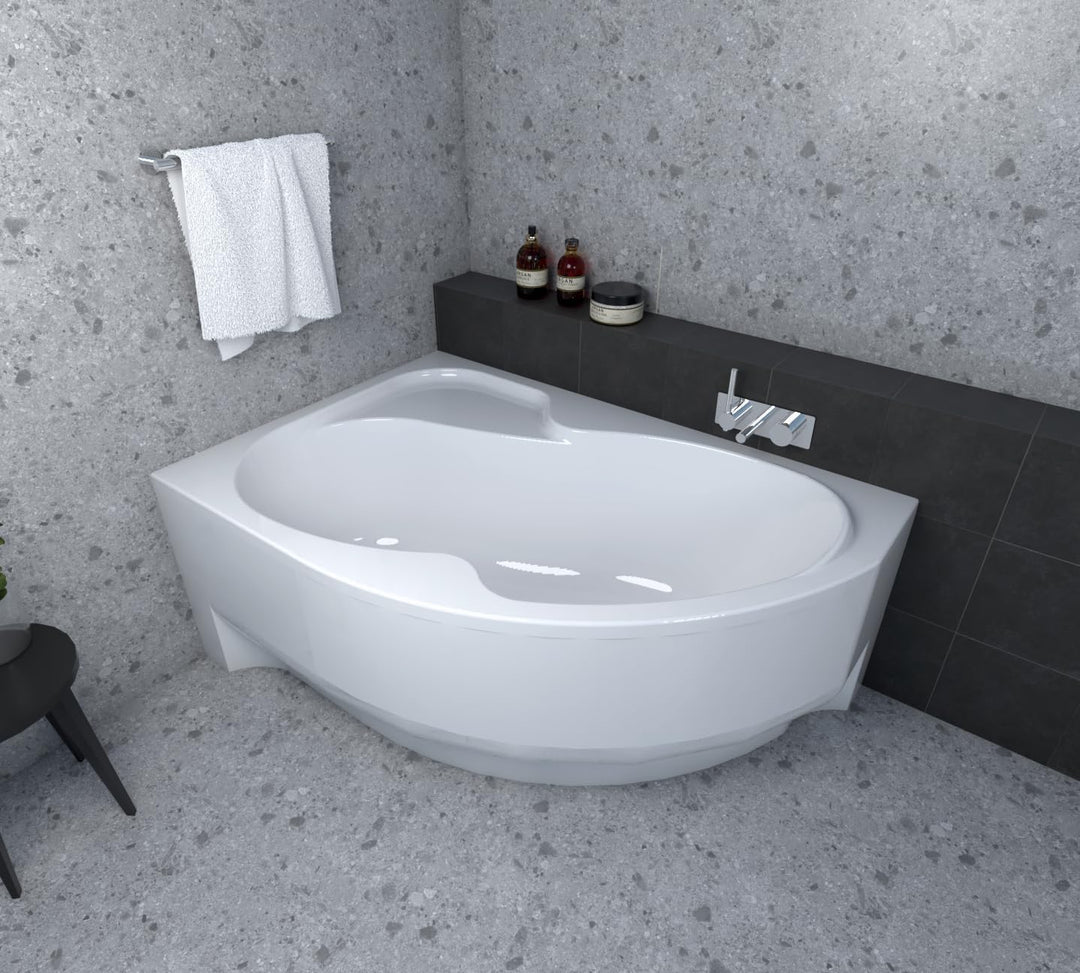 ECOLAM® Badewanne WELA 170x100 cm LINKS Schürze | Wanne mit Antirutsch Beschichtung I Eckwanne Eckba