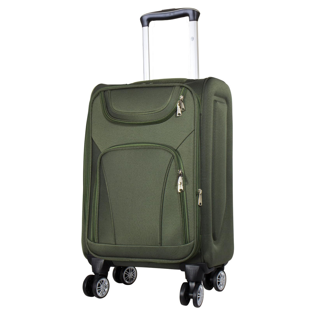 Trendyshop365 Weichgepäck Handgepäck Koffer Maribor 58cm 43 Liter 4 Rollen Zahlenschloss Grün Handge
