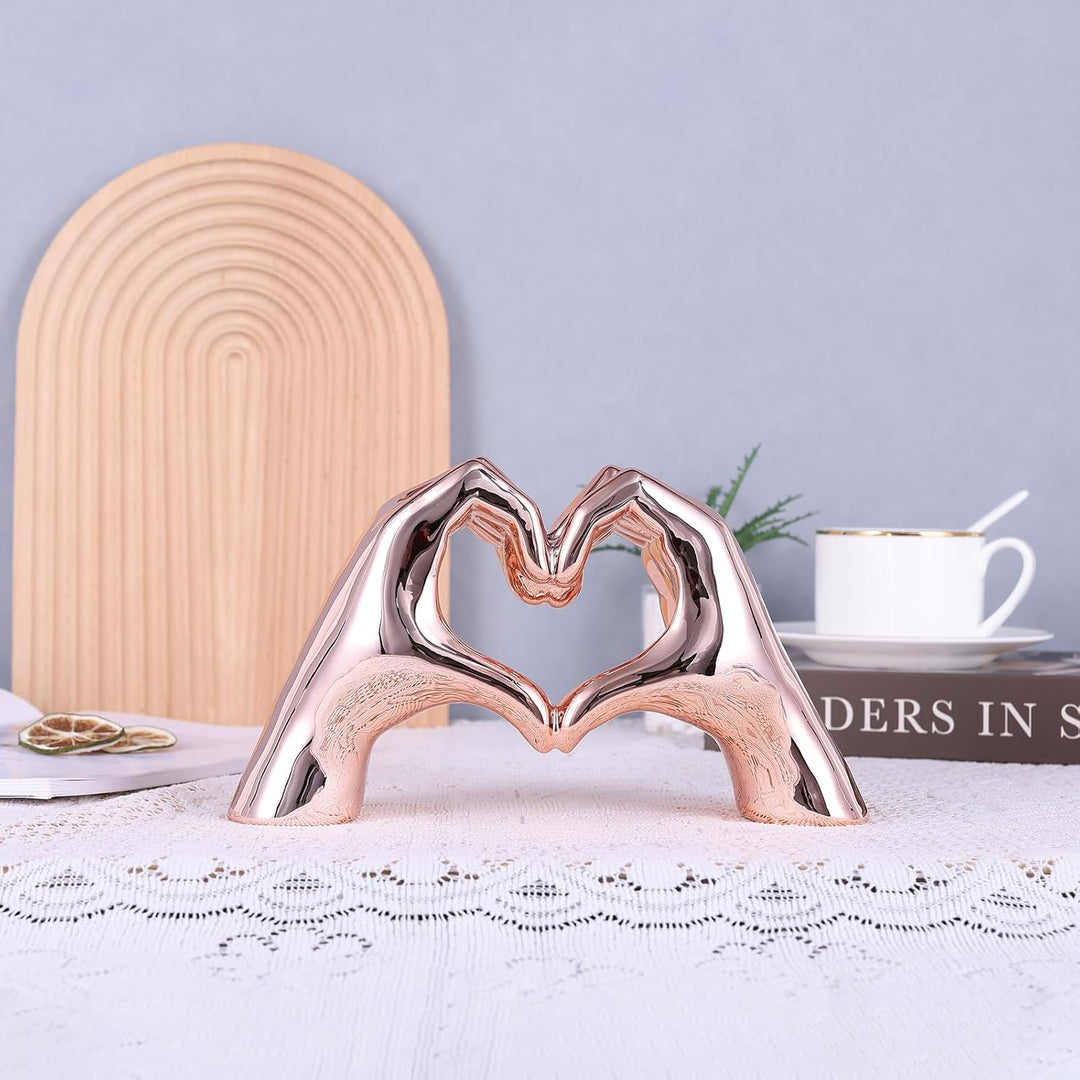 WUBIANJIE Rosa Herzhände Skulptur Boho Wohnzimmer Dekor Ästhetische Regaldekoration Ideal für Coucht