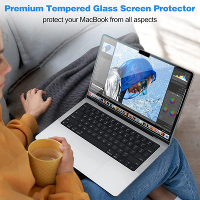 ProCase 2 Stück Schutzfolie für MacBook Pro 14.2" 2024 (M4) A3112/A3185/A3401, 9H Gehärtetes Glas fü