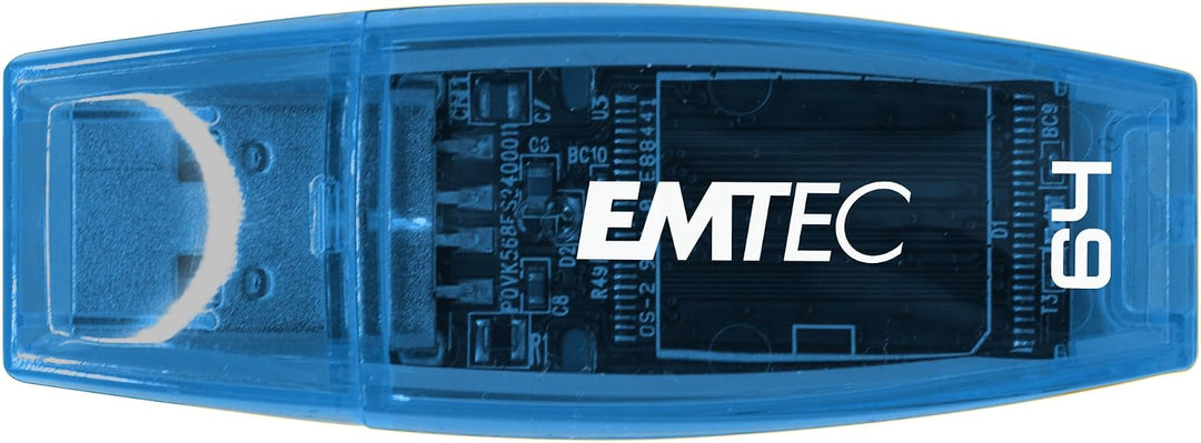 EMTEC C410 Neon 64GB Flash Drive - USB 2.0 - Transparent Neon mit Kappe, 2 Stück 2-Pack 64GB, 2-Pack