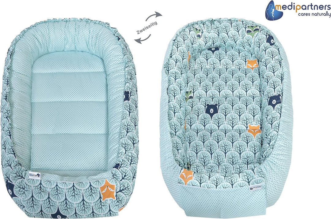 Medi Partners Babynest Kuschelnest Babynestchen 100% Baumwolle Nestchen Reisebett für Babys Säugling