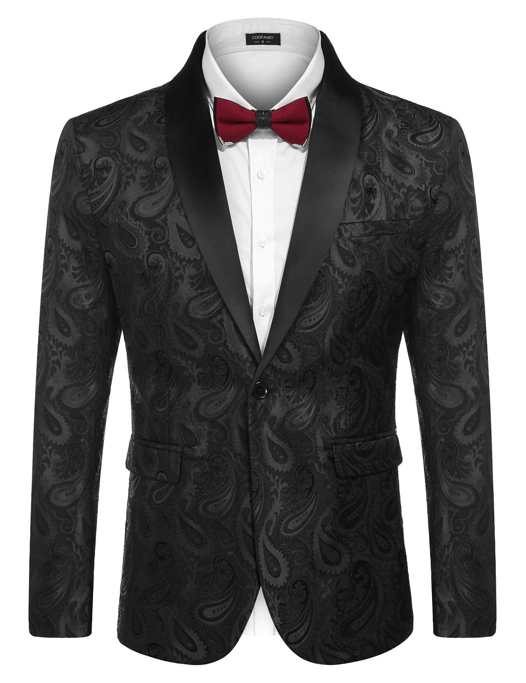Coofandy Men's Floral Tuxedo Jacket Luxury Embroidered Suit Wedding Blazer Dinner Tuxedo for Party 0