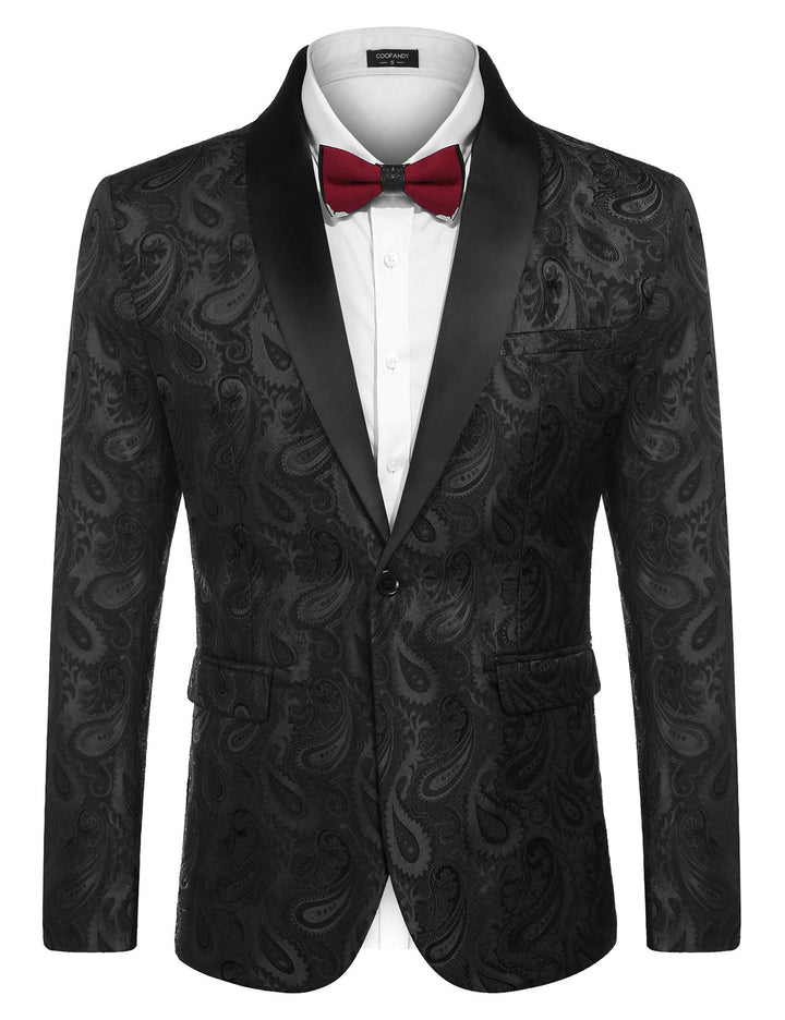 Coofandy Men's Floral Tuxedo Jacket Luxury Embroidered Suit Wedding Blazer Dinner Tuxedo for Party 0
