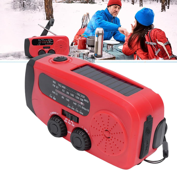 YWBL-WH Notfall-Kurbelradio, 2000 MAh, Solarbetriebenes NOAA-Wetterradio mit AM FM WB, LED-Taschenla