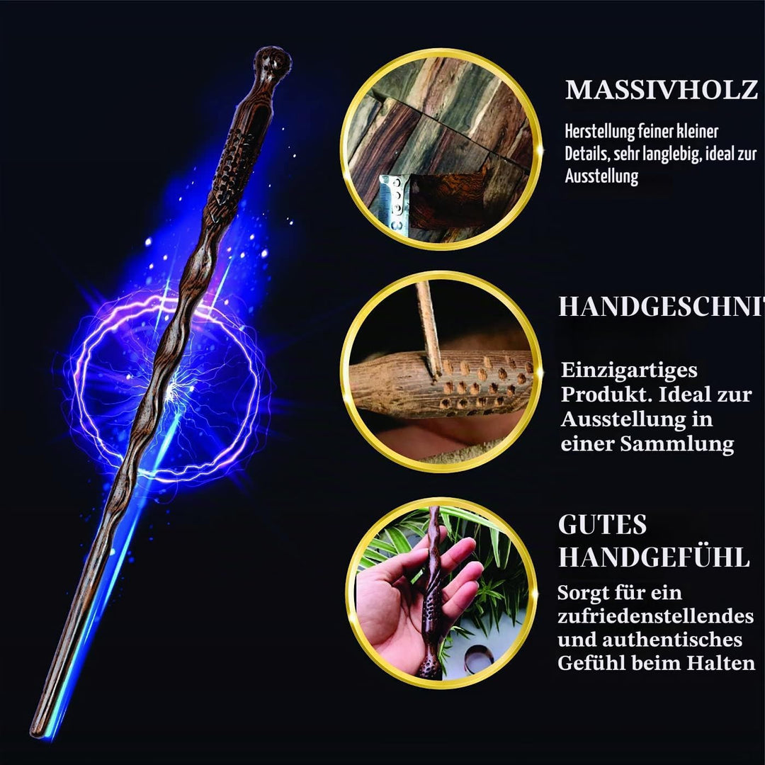 Handicraftviet - Handgeschnitzter Zauberstab aus Holz, Zauberstäbe für Zauberer/Sammlerstück, Cospla