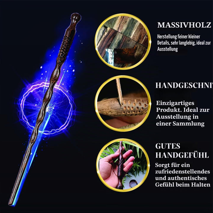 Handicraftviet - Handgeschnitzter Zauberstab aus Holz, Zauberstäbe für Zauberer/Sammlerstück, Cospla