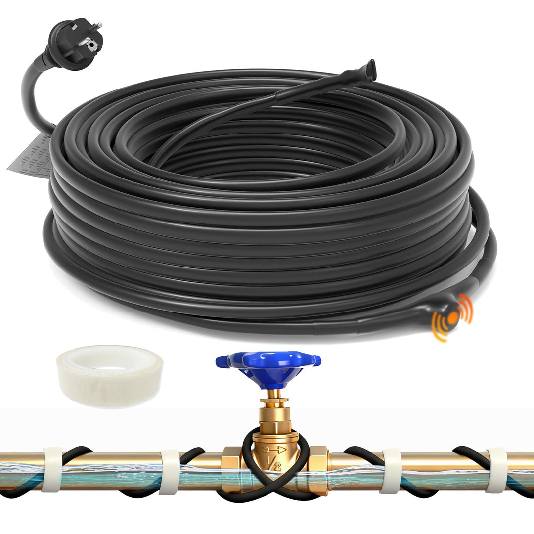HEATIT JHSF 14m Selbstregulierendes Eisfrei Heizkabe mit Thermostat Zum Schutz von Wasserleitungen u