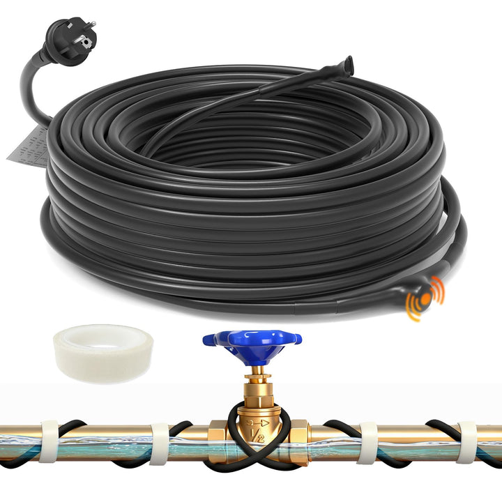 HEATIT JHSF 14m Selbstregulierendes Eisfrei Heizkabe mit Thermostat Zum Schutz von Wasserleitungen u