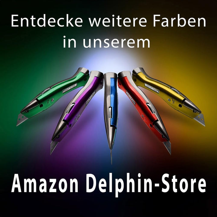 Delphin®-2000 Messer, 1 Delphin®-Hakenklingen, 1 Delphin®-Trapezklingen, Kunststoffköcher, Teppichme