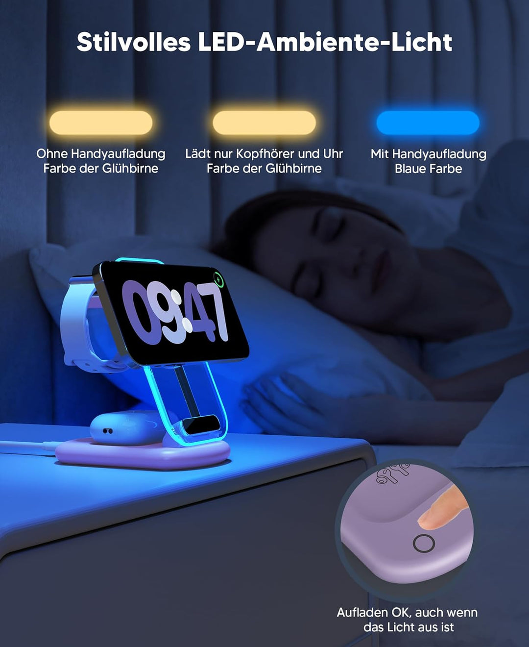Mag Safe Ladegerät, Ladestation Apple Watch und iPhone, 3 in 1 Ladestation Kompatibel mit iPhone 17