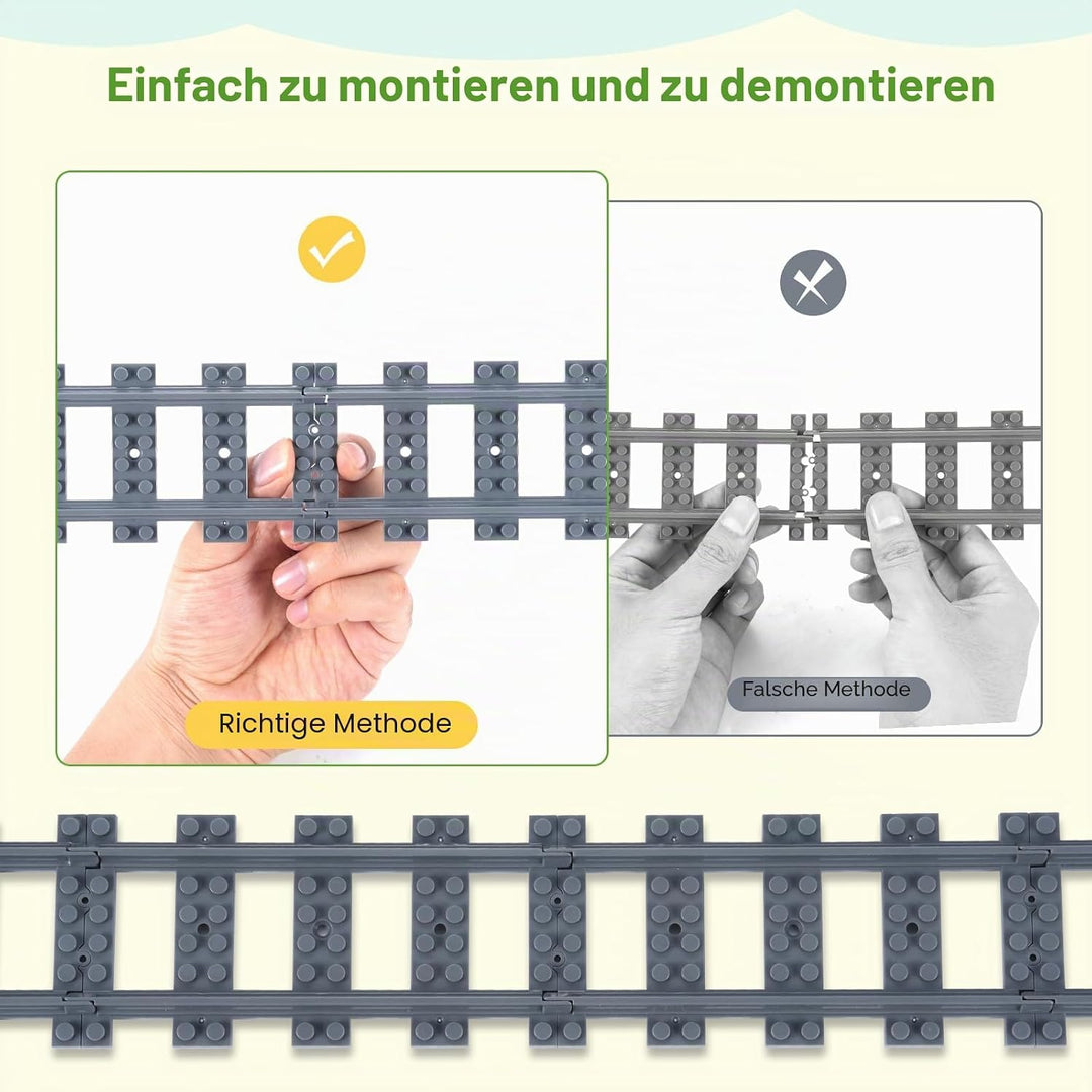 35 Stück Gerade Schienen Bausteine Set,APKLVSR City Schienen, City Zug Schienen Set,Spielzeug Eisenb