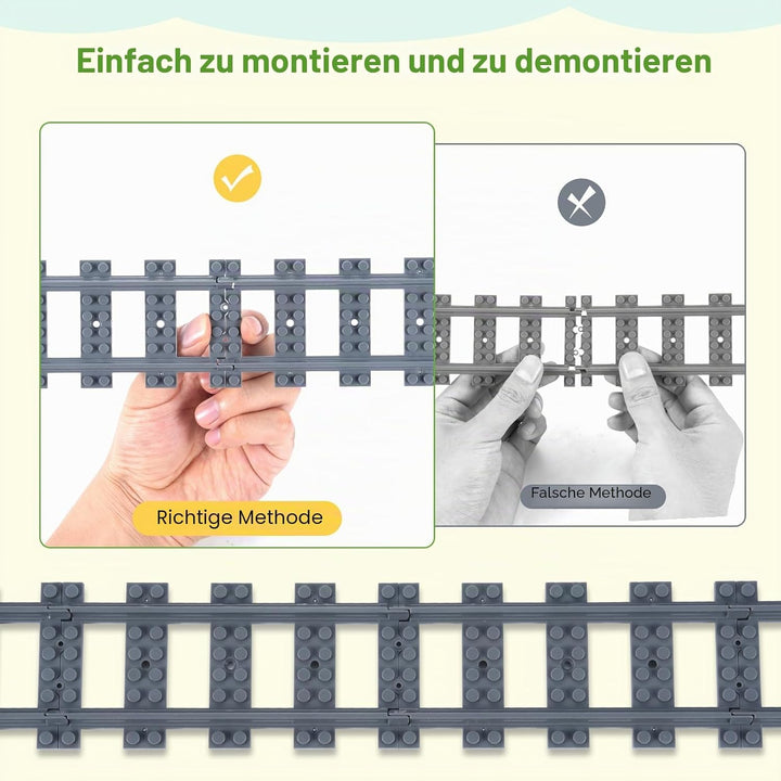 35 Stück Gerade Schienen Bausteine Set,APKLVSR City Schienen, City Zug Schienen Set,Spielzeug Eisenb