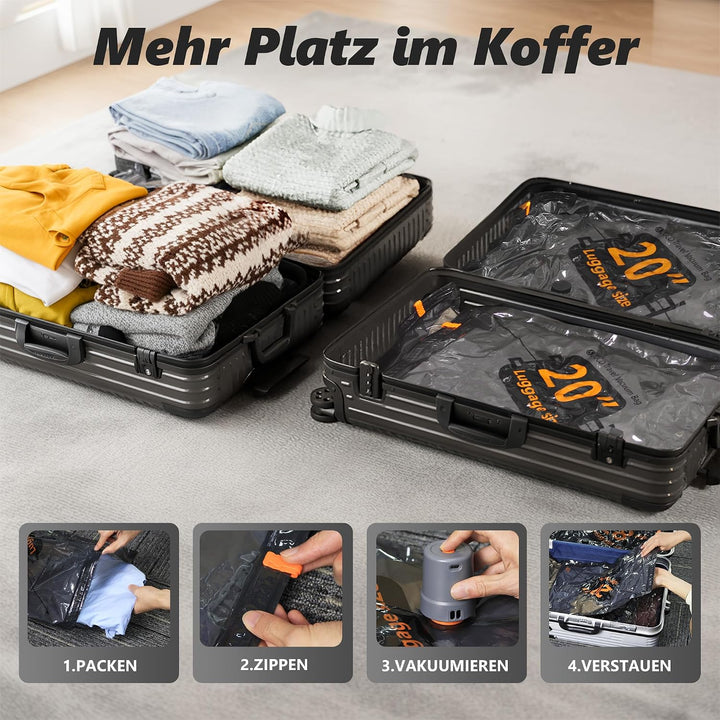 SUOCO Vakuumbeutel für Kleidung mit kabelloser Vakuumpumpe, 16 Stück wiederverwendbare Vakuumierbeut