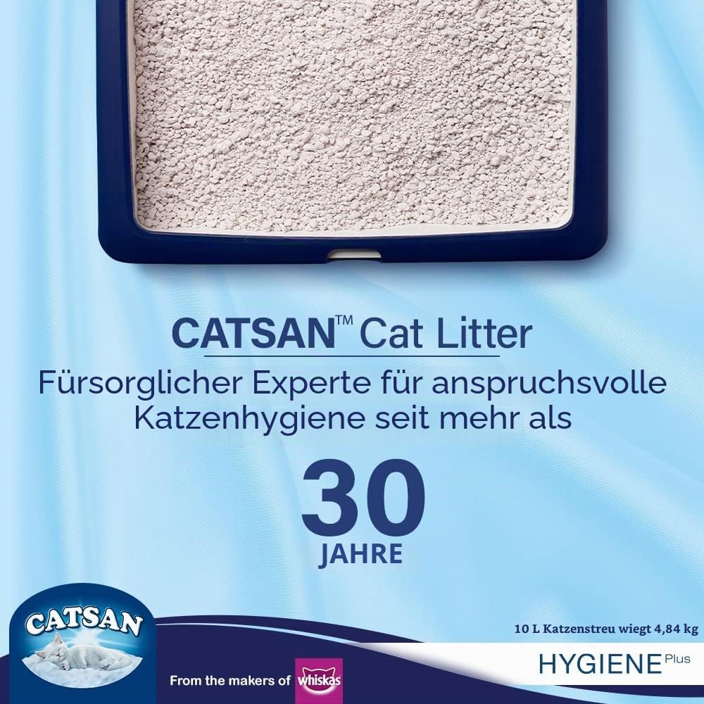 Catsan Hygiene-Katzenstreu, Nicht klumpend, 100% natürlich, saugfähig, 10 l, Weiss 10 l (Pack of 1),