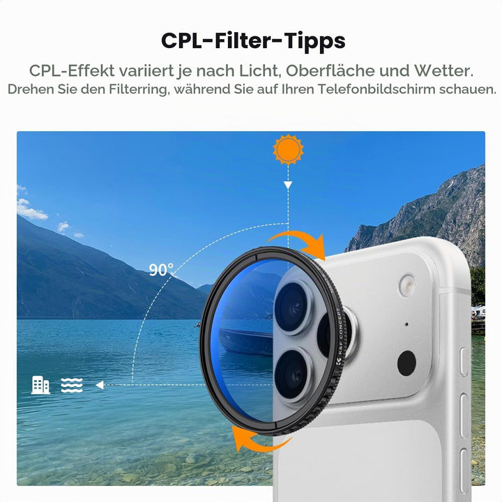 K&amp;F CONCEPT FA301 Snap-On CPL Filter kompatibel mit iPhone 17 Pro Max/17 Pro, 9,5g extrem Leichter P