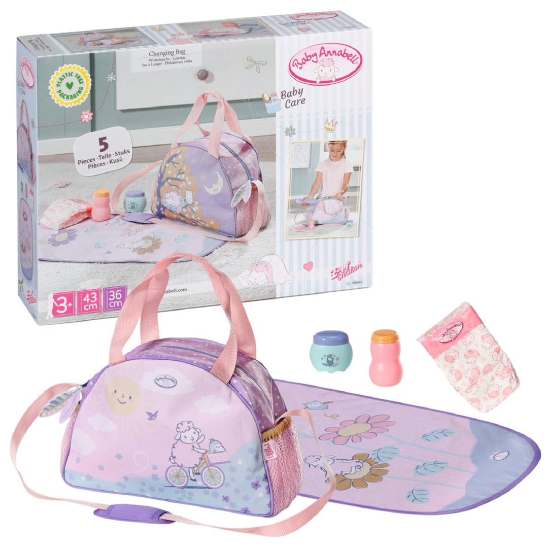 Baby Annabell Borsa fasciatoio DOLL, Puppenwickeltasche, Wickeltasche mit Wickelunterlage, Windel un