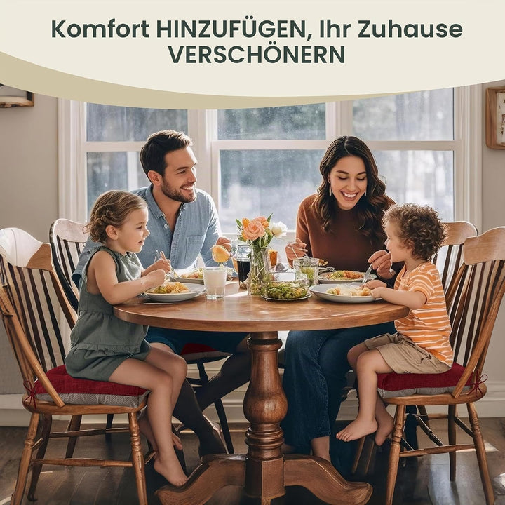 AddGrace Sitzkissen für Esszimmerstühle 4er-Pack 46x44x8cm Bordeaux | mit rutschfester Unterseite un