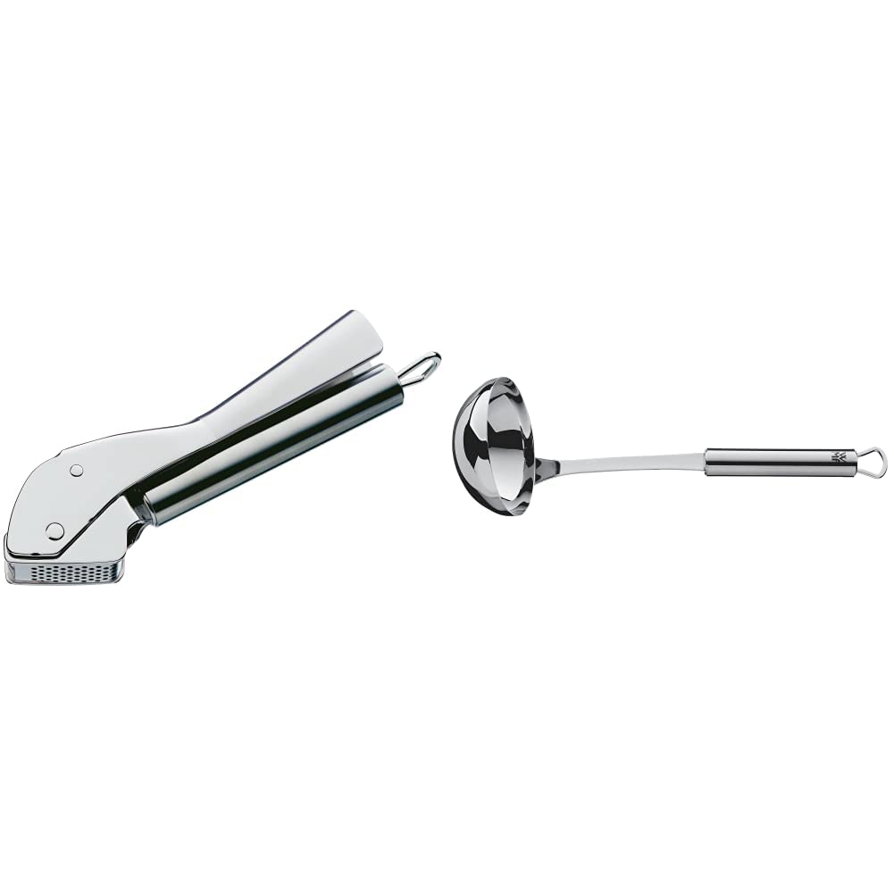 WMF Profi Plus Knoblauchpresse 17,5 cm, Cromargan Edelstahl, spülmaschinengeeignet & Profi Plus Supp
