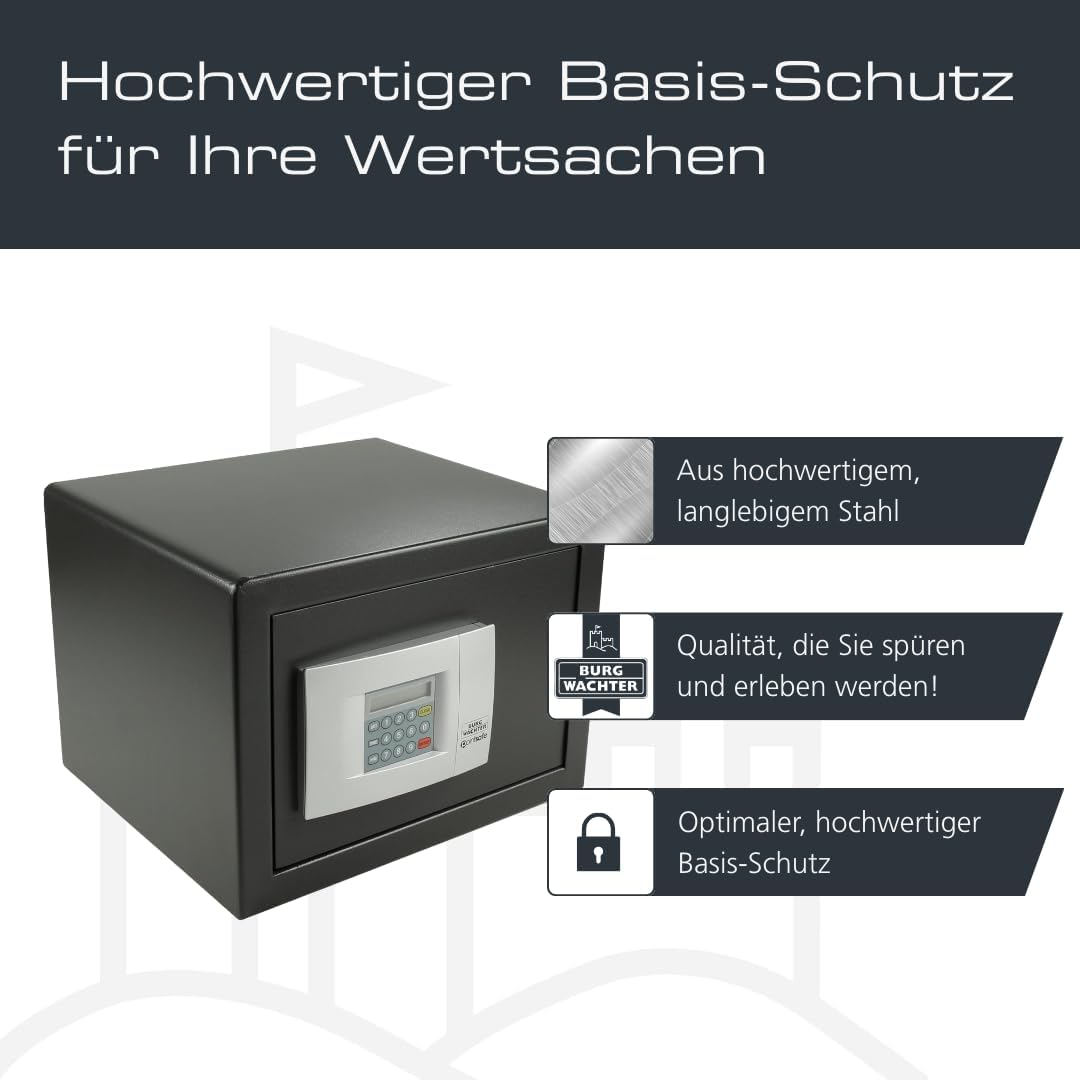 BURG-WÄCHTER Möbeltresor mit elektronischem Zahlenschloss, inkl. Fachboden, Doppelwandige Tür, 20,5
