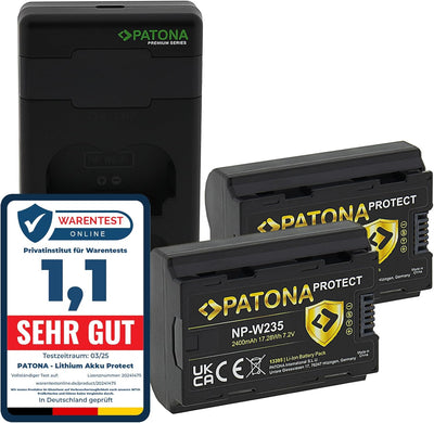 PATONA V1 Protect 2X Akku NP-W235 (2400mAh) inkl. NTC-Sensor und V1 Gehäuse - mit PD Performance USB