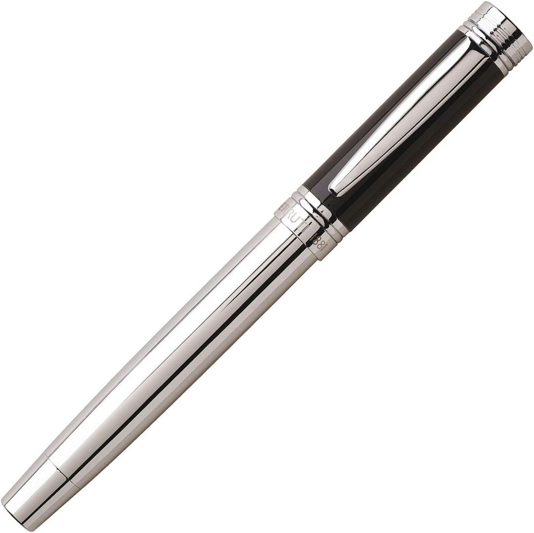 Cerruti 1881 Zoom Tintenroller aus Messing in der Farbe Silber-Schwarz, Länge: 14,3cm, NS5555N